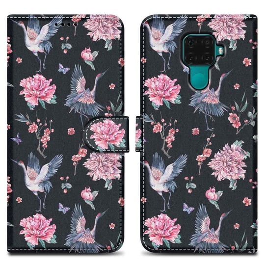 Etui Do Huawei MATE 30 LITE Pokrowiec w Żuraw & Kwiat No. 9 Etui Case Cover Obudowa Ochronny Cadorabo Cadorabo