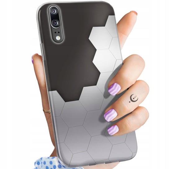 Etui Do Huawei P20 Wzory Szare Metallic Grey Obudowa Pokrowiec Case Huawei