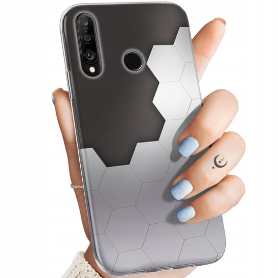 Etui Do Huawei P30 Lite Wzory Szare Metallic Grey Obudowa Pokrowiec Case Huawei