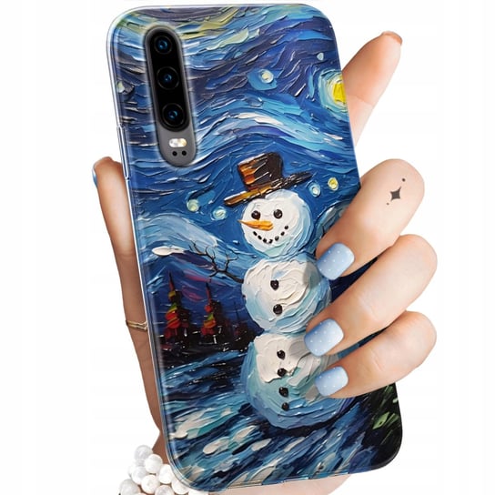 Etui Do Huawei P30 Wzory Bałwan Zima Śnieg Obudowa Pokrowiec Case Huawei