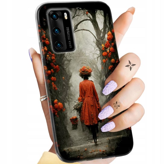 Etui Do Huawei P40 Wzory Jesień Liście Autumn Obudowa Pokrowiec Case Huawei