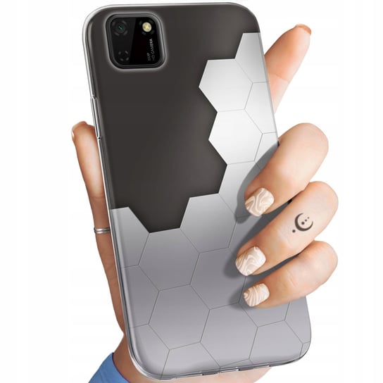 Etui Do Huawei Y5P Wzory Szare Metallic Grey Obudowa Pokrowiec Case Huawei