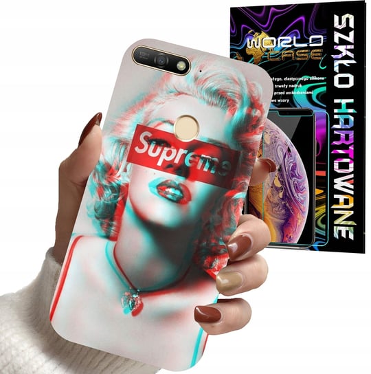 ETUI DO HUAWEI Y6 2018 - Monroe MODNE KOBIECE WZORY + SZKŁO WORLD CASE