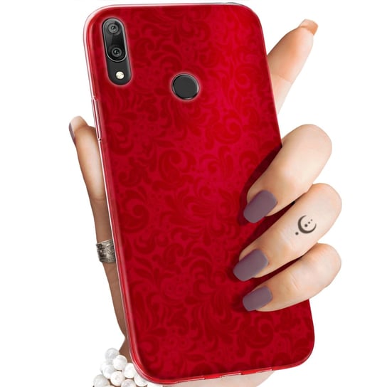 Etui Do Huawei Y7 2019 Wzory Czerwone Serca Róże Obudowa Pokrowiec Case Huawei