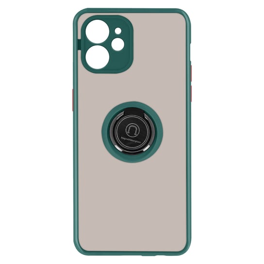 Etui do iPhone 11 Bi-materiał Metal Ring Support - zielone Avizar