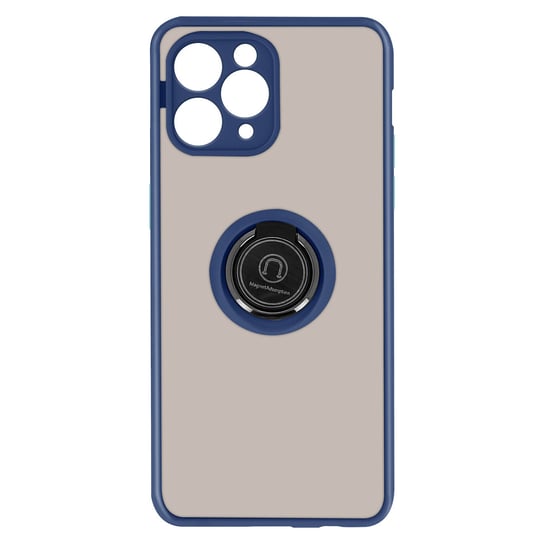 Etui do IPhone 11 Pro Bi-materiał Metal Ring Support - ciemnoniebieskie Avizar