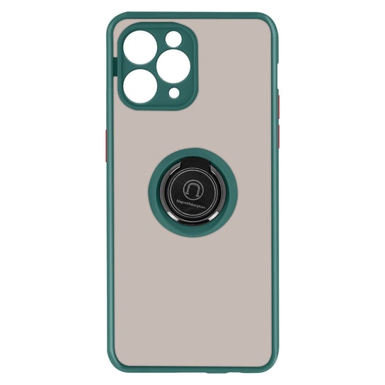 Etui do IPhone 11 Pro Bi-materiał Metal Ring Support - zielone Avizar