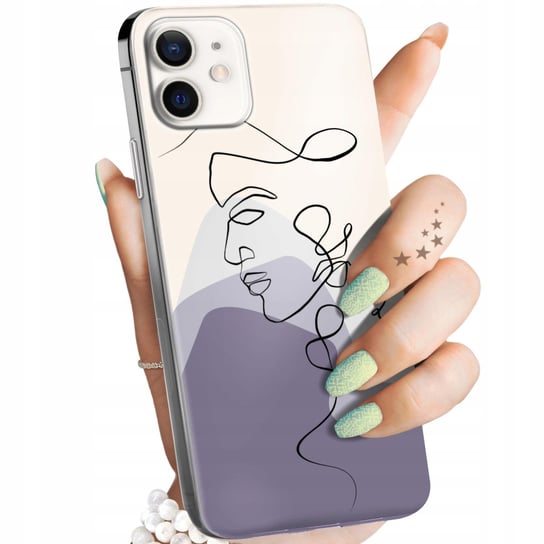 Etui Do Iphone 12 Mini Wzory Continuous Line-Art Kreska Linie Obudowa Case Apple