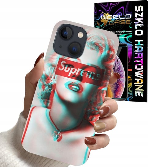 ETUI DO IPHONE 13 MINI - Monroe MODNE KOBIECE WZORY + SZKŁO WORLD CASE