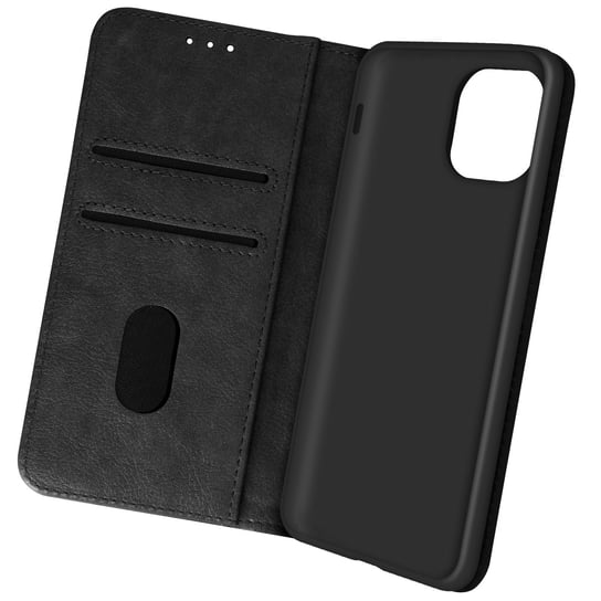 Etui do iPhone 13 Mini z klapką, funkcją portfela i stojakiem na wideo - czarne Avizar