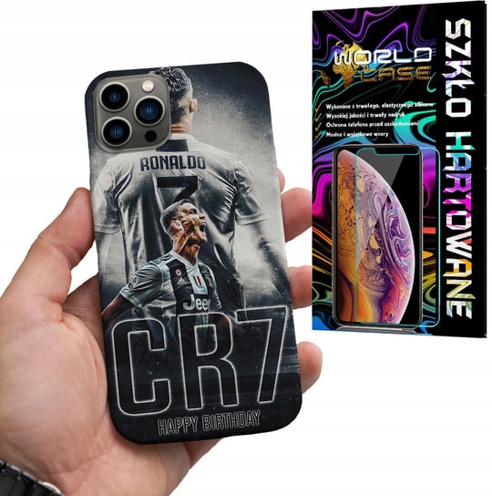 ETUI DO IPHONE 13 PRO MAX - RONALDO PIŁKARSKIE WZORY PIŁKA NOŻNA + SZKŁO WORLD CASE