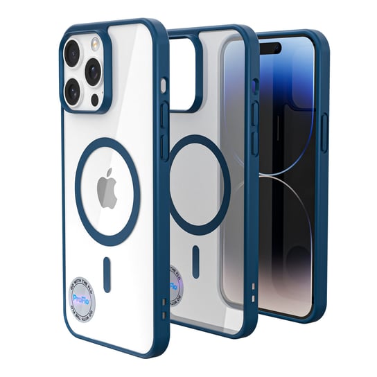 Etui do iPhone 15 Pro do Magsafe Niebieskie silikonowe ramki, Przezroczyste ProFlo