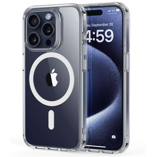 Etui do iPhone 15 Pro Max MagSafe obudowa Hybrid Case Cover Shock Clear Alogy Przezroczyste + Szkło Alogy