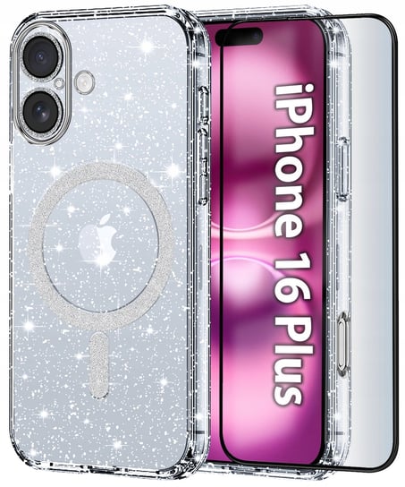 Etui do iPhone 16 Plus BROKATOWE do MagSafe CLEAR SHINE Szkło na ekran Krainagsm