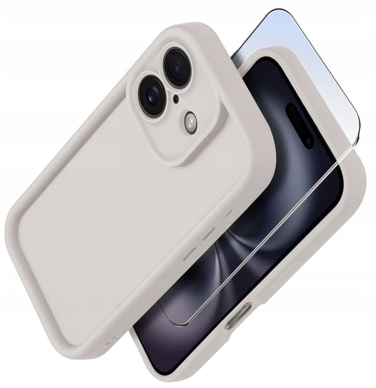 Etui do iPhone 16 Plus silikonowe MATOWE + Szkło ochronne na ekran 9H Krainagsm