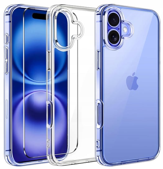 Etui do iPhone 16 WZMACNIANE 360° CLEAR CASE + Szkło OCHRONNE9H Krainagsm