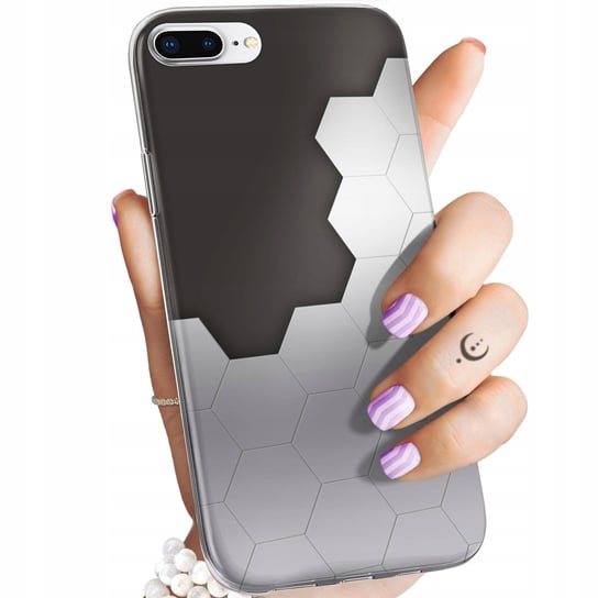 Etui Do Iphone 7 Plus / 8 Plus Wzory Szare Metallic Grey Obudowa Pokrowiec Apple