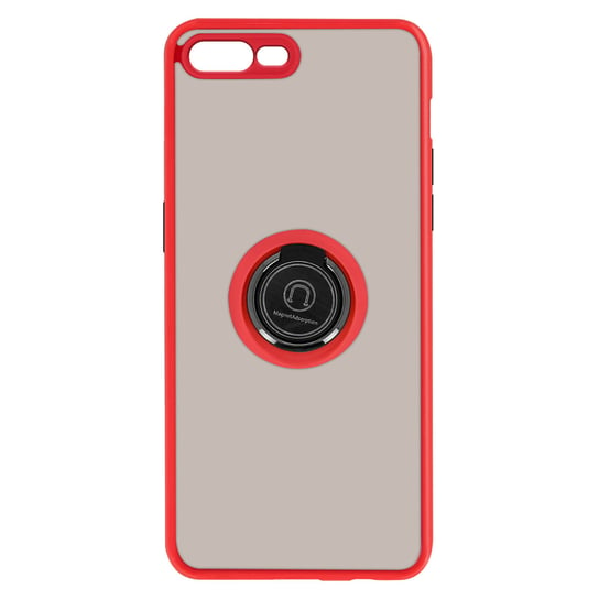 Etui do iPhone 7 Plus i 8 Plus Bi-materiał Metal Ring Support - czerwone Avizar