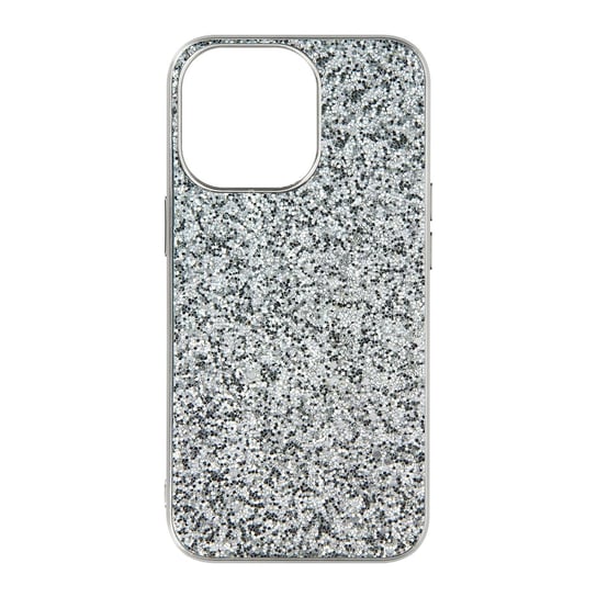 Etui do iPhone'a 13 Pro Max Sztywne Glitter Design Relief Finish Antypoślizgowe srebrne Avizar