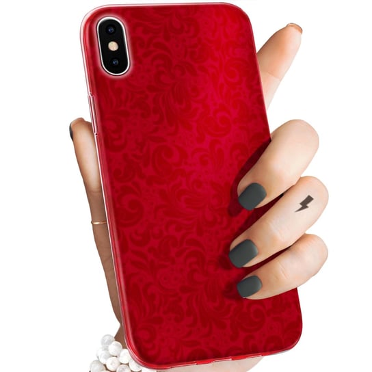 Etui Do Iphone X / Xs Wzory Czerwone Serca Róże Obudowa Pokrowiec Case Apple