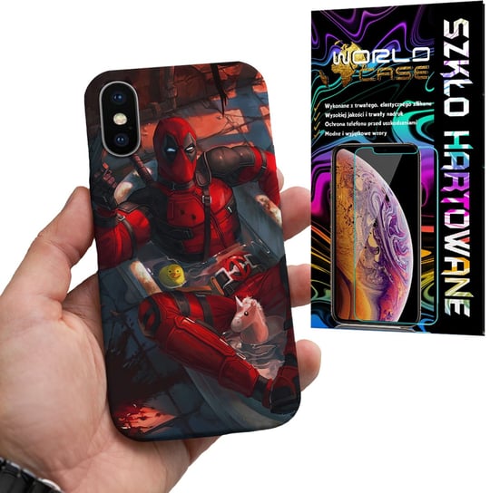 ETUI DO IPHONE XS MAX - Deadpool MARVEL FILMOWE WZORY +SZKŁO HARTOWANE WORLD CASE