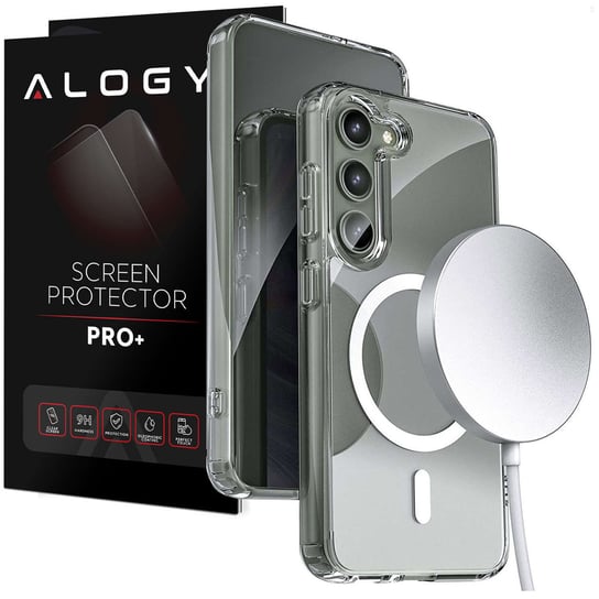 Etui do MagSafe Alogy Ring Mag Clear Case do ładowarek Qi do Samsung Galaxy S23 Przezroczysty + Szkło Alogy