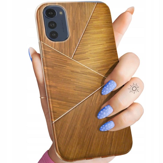 Etui Do Moto E32 / E32S Wzory Brązowe Drewniane Brown Obudowa Pokrowiec Motorola