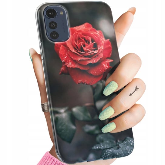 Etui Do Moto E32 / E32S Wzory Róża Z Różą Rose Obudowa Pokrowiec Case Motorola