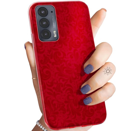 Etui Do Moto Edge 20 5G Wzory Czerwone Serca Róże Obudowa Pokrowiec Case Motorola