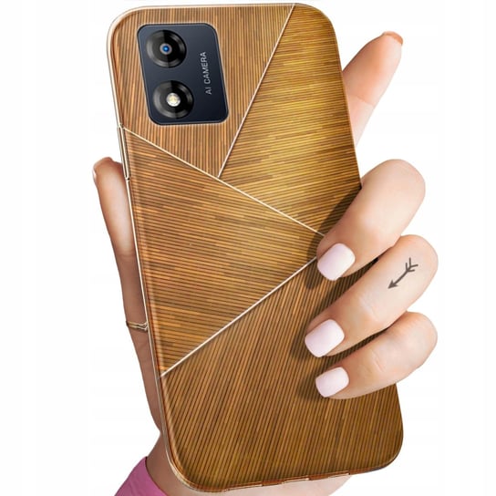 Etui Do Motorola Moto E13 Wzory Brązowe Drewniane Brown Obudowa Pokrowiec Motorola