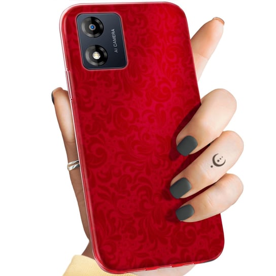 Etui Do Motorola Moto E13 Wzory Czerwone Serca Róże Obudowa Pokrowiec Case Motorola