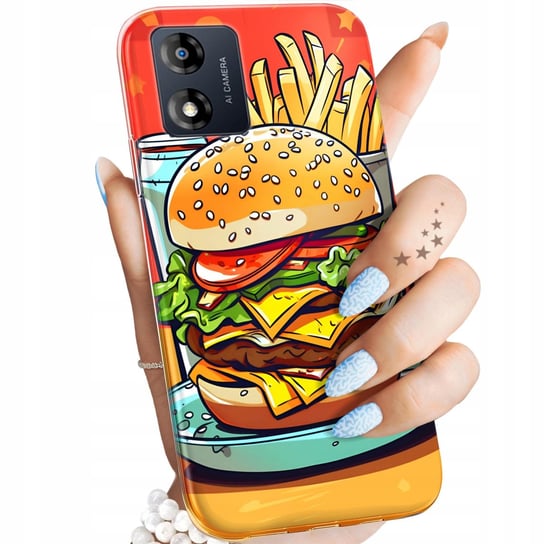 Etui Do Motorola Moto E13 Wzory Hamburger Burgery Fast-Food Jedzenie Case Motorola