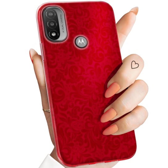 Etui Do Motorola Moto E20 Wzory Czerwone Serca Róże Obudowa Pokrowiec Case Motorola