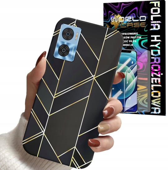 ETUI DO MOTOROLA MOTO E22 / E22i - MARMUREK GEOMETRYCZNE DLA KOBIET+ FOLIA WORLD CASE