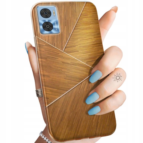 Etui Do Motorola Moto E22 / E22I Wzory Brązowe Drewniane Brown Obudowa Case Motorola