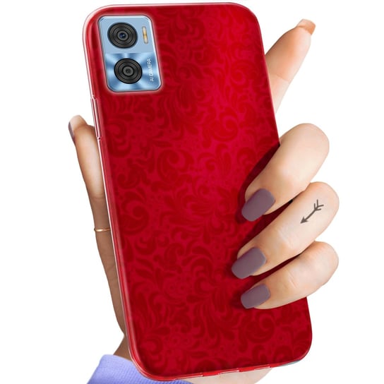 Etui Do Motorola Moto E22 / E22I Wzory Czerwone Serca Róże Obudowa Case Motorola