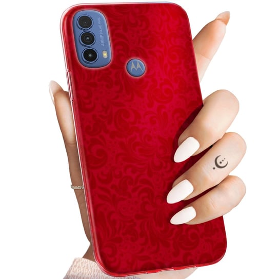 Etui Do Motorola Moto E30 / E40 Wzory Czerwone Serca Róże Obudowa Pokrowiec Motorola
