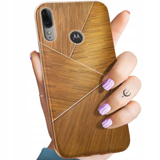 Etui Do Motorola Moto E6 Plus Wzory Brązowe Drewniane Brown Obudowa Case Motorola