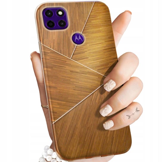 Etui Do Motorola Moto E7 Plus Wzory Brązowe Drewniane Brown Obudowa Case Motorola