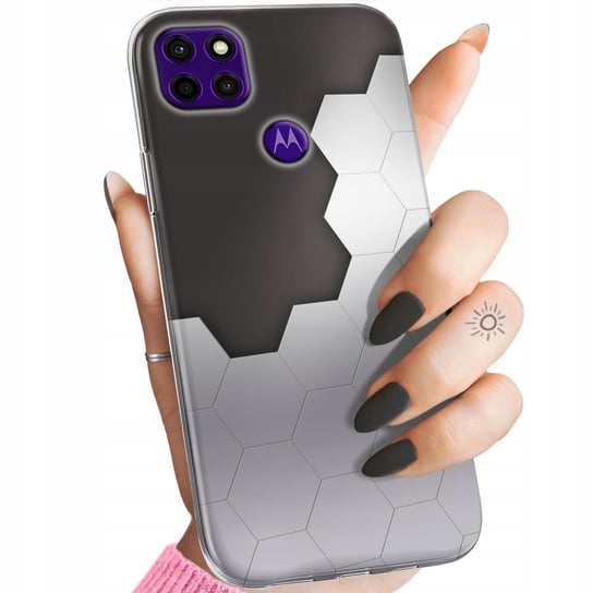 Etui Do Motorola Moto E7 Plus Wzory Szare Metallic Grey Obudowa Pokrowiec Motorola