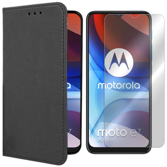 Etui Do Motorola Moto E7 Power Skóra + Szkło 9H VegaCom