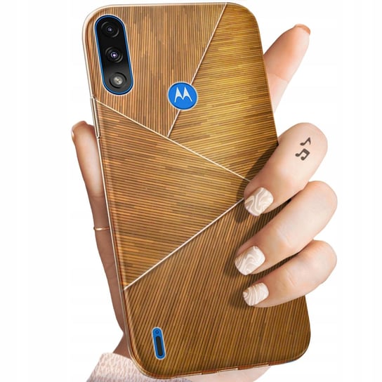 Etui Do Motorola Moto E7 Power Wzory Brązowe Drewniane Brown Obudowa Case Motorola
