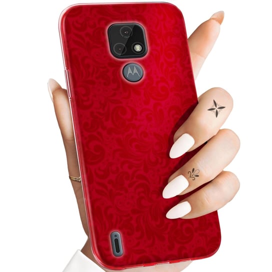 Etui Do Motorola Moto E7 Wzory Czerwone Serca Róże Obudowa Pokrowiec Case Motorola