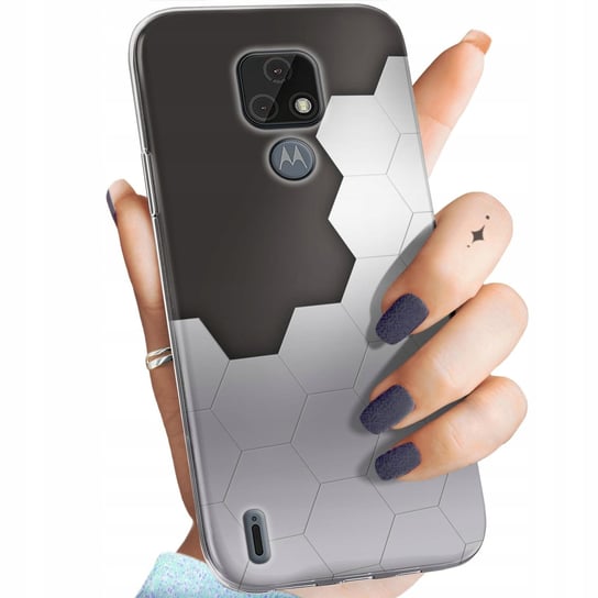 Etui Do Motorola Moto E7 Wzory Szare Metallic Grey Obudowa Pokrowiec Case Motorola