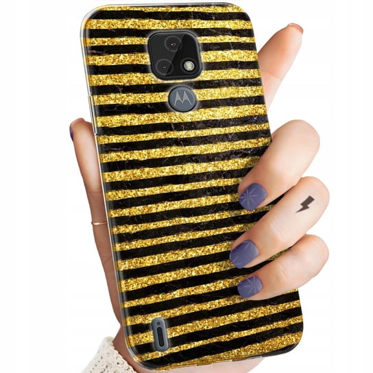 Etui Do Motorola Moto E7 Wzory Złoto Gold Rich Obudowa Pokrowiec Case Motorola
