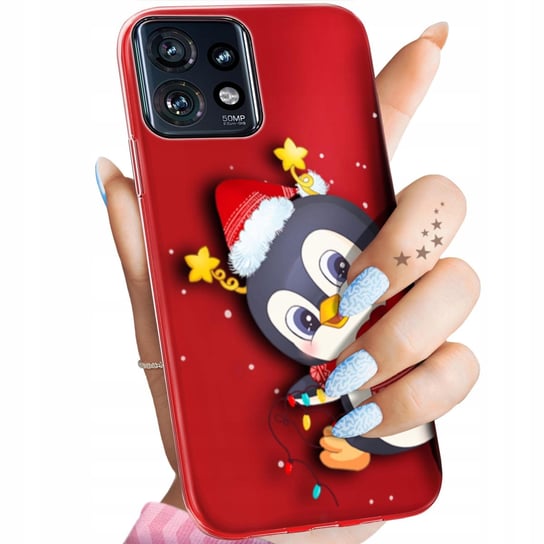 ETUI DO MOTOROLA MOTO EDGE 40 WZORY ŚWIĘTA CHRISTMAS MIKOŁAJ PINGWIN CASE Motorola