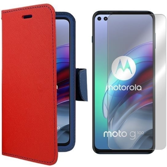 Etui do Motorola Moto G100 pokrowiec Fancy + szkło VegaCom