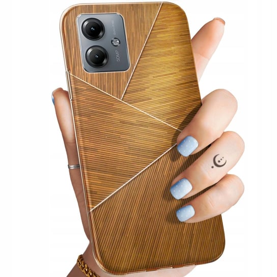 Etui Do Motorola Moto G14 Wzory Brązowe Drewniane Brown Obudowa Pokrowiec Motorola