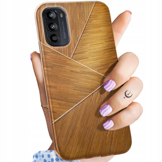 Etui Do Motorola Moto G52 Wzory Brązowe Drewniane Brown Obudowa Pokrowiec Motorola