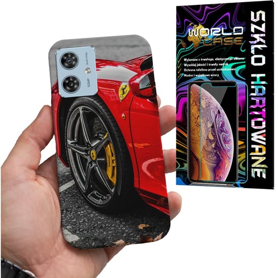 ETUI DO MOTOROLA MOTO G54 5G - FELGA AUTO AUTA FERRARI WYBÓR + SZKŁO WORLD CASE